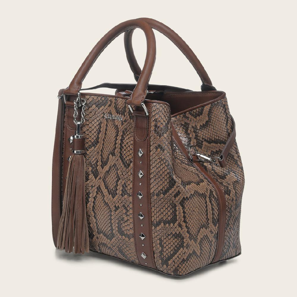 Cuadra Tote En Piel Genuina De Pitón Para Dama