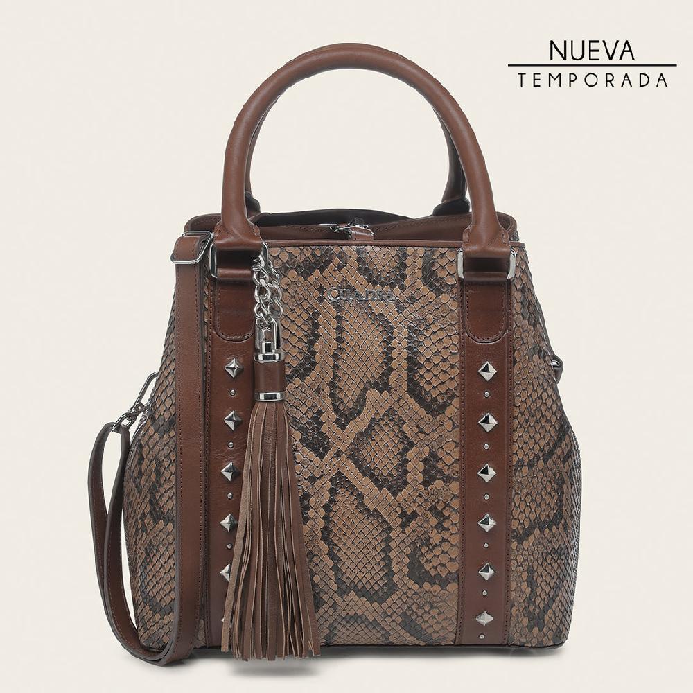 Cuadra Tote en piel genuina de pitón para dama