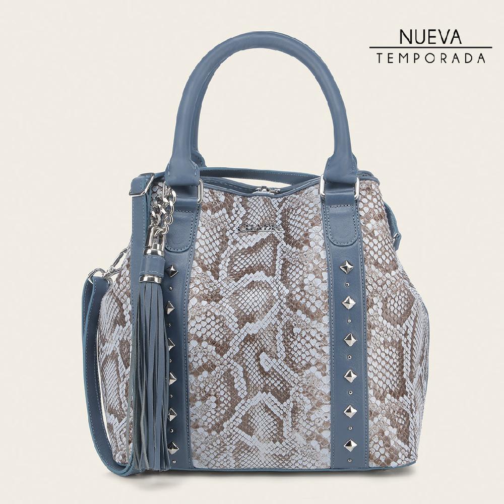 Cuadra Tote en piel genuina de pitón para dama