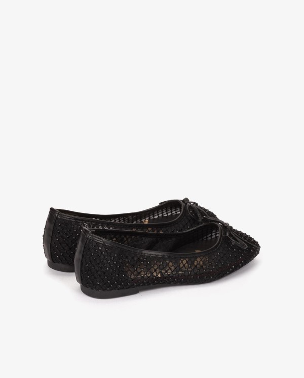 Cuplé BAILARINA NEGRA DE REJILLA CON BRILLO Y LAZO DECORATIVO