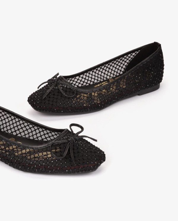 Cuplé BAILARINA NEGRA DE REJILLA CON BRILLO Y LAZO DECORATIVO