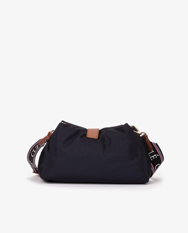 Cuplé BANDOLERA DE NYLON AZUL MARINO CON LOGO DORADO Y CORREA AJUSTABLE