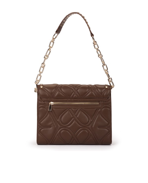 Cuplé BOLSO DE HOMBRO MARRÓN ACOLCHADO CON CADENA Y TACHUELAS DORADA