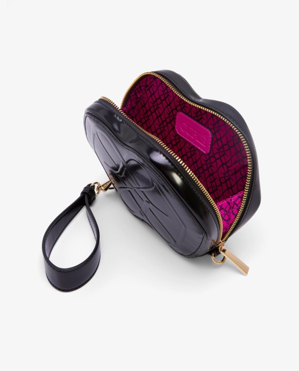 Cuplé BOLSO NEGRO DE TECNOPIEL CON FORMA DE LOGO Y ASA LATERAL