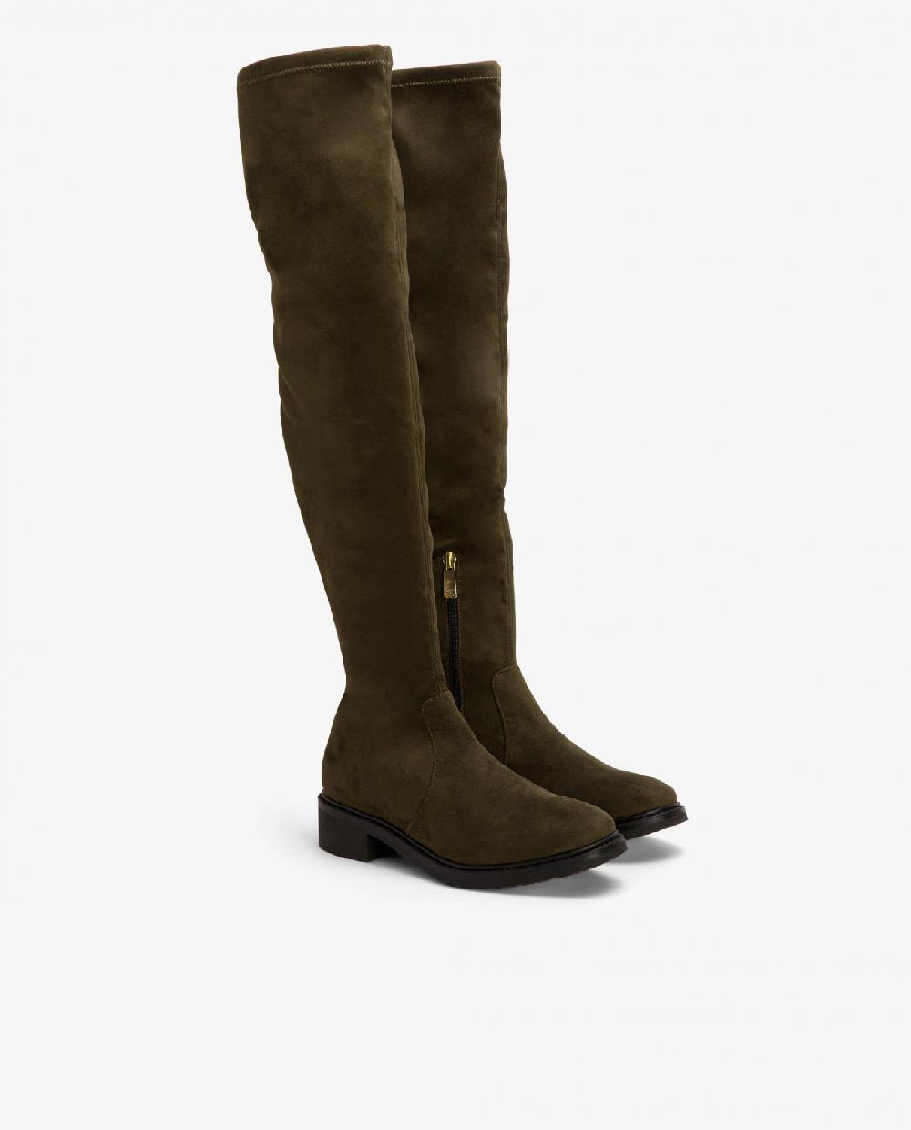 Cuplé BOTA ALTA DE ULTRASUEDE COLOR VERDE CON TACÓN BAJO