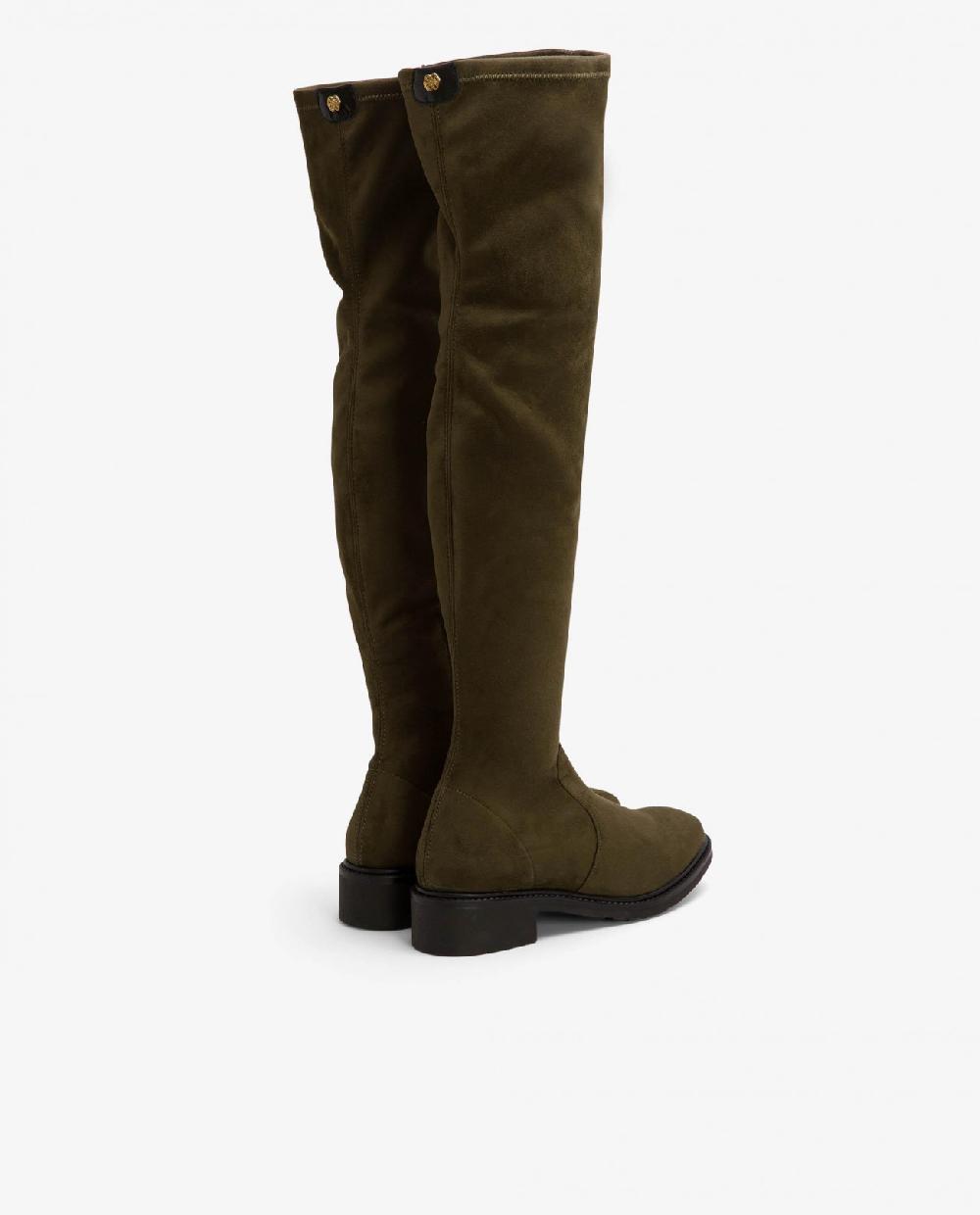 Cuplé BOTA ALTA DE ULTRASUEDE COLOR VERDE CON TACÓN BAJO