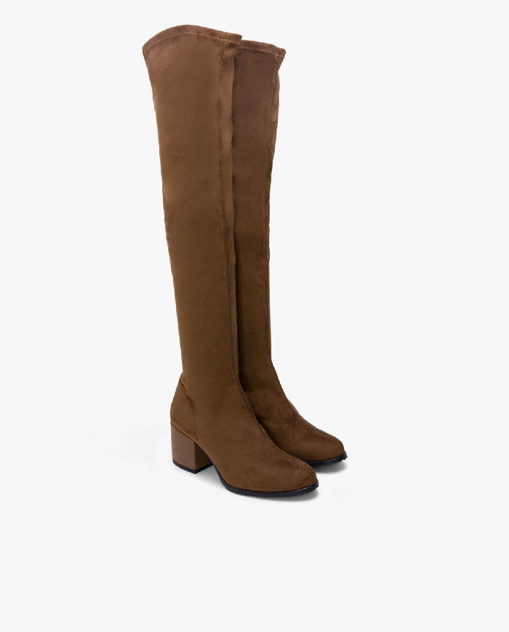Cuplé BOTA MOSQUETERA CUERO DE ULTRASUEDE ELÁSTICO CON TACÓN MEDIO