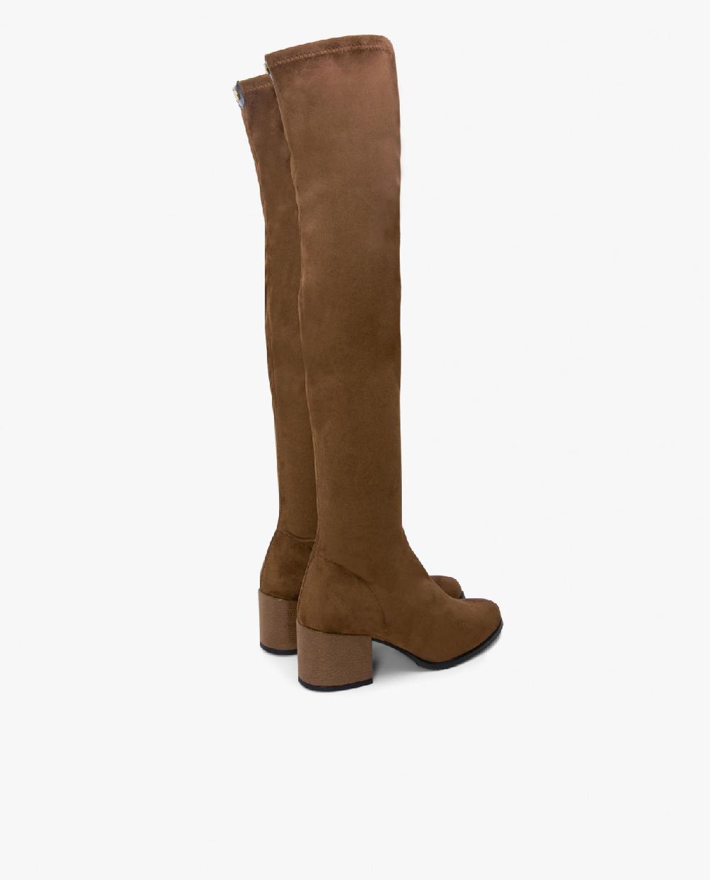 Cuplé BOTA MOSQUETERA CUERO DE ULTRASUEDE ELÁSTICO CON TACÓN MEDIO