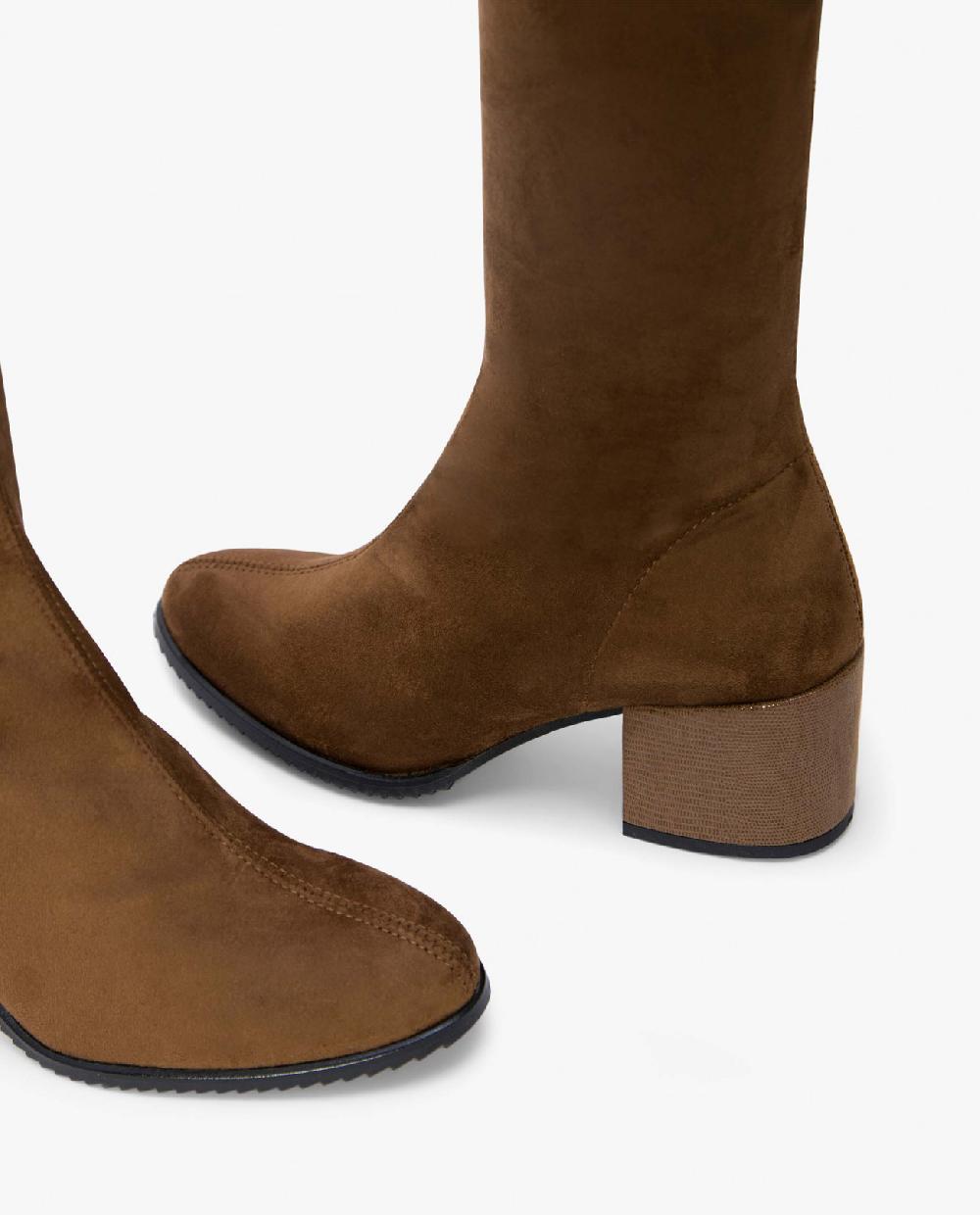 Cuplé BOTA MOSQUETERA CUERO DE ULTRASUEDE ELÁSTICO CON TACÓN MEDIO