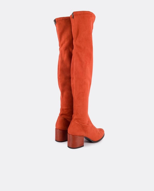 Cuplé BOTA MOSQUETERA TEJA DE ULTRASUEDE ELÁSTICO CON TACÓN MEDIO
