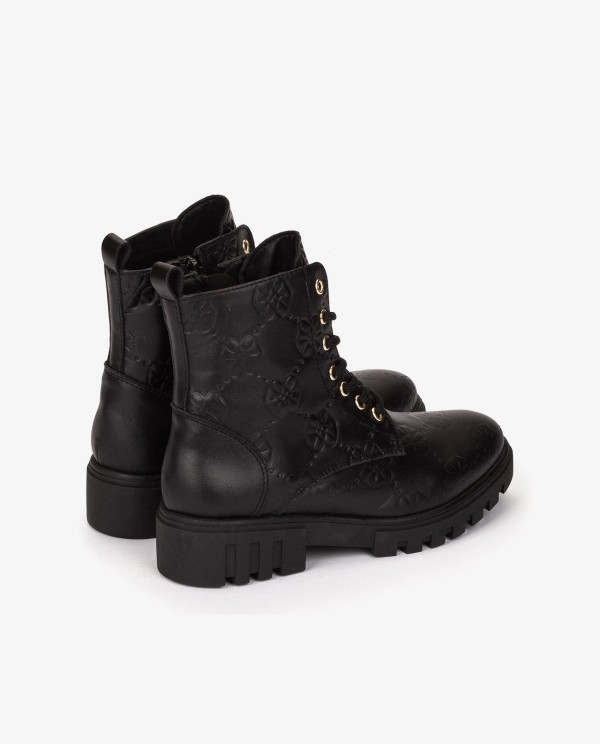 Cuplé BOTÍN DE PIEL NEGRO CON CORDONES Y LOGOS GRABADOS