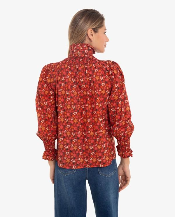 Cuplé CAMISA CUELLO Y PUÑOS FRUNCIDOS ESTAMPADO FLORES
