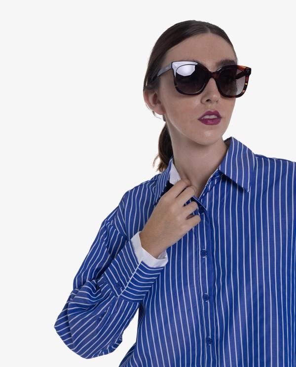 Cuplé CAMISA DE RAYAS AZUL Y BLANCO CON PUÑOS CONTRASTADOS