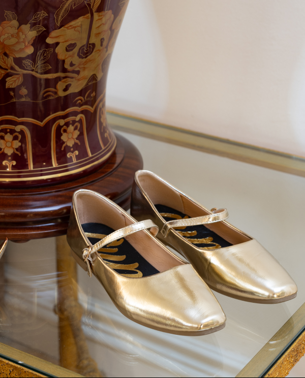 Cuplé BAILARINA TECNOPIEL CON CORREA EN COLOR ORO
