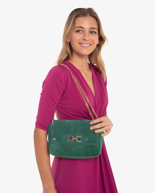 Cuplé BANDOLERA DE SERRAJE VERDE CON CADENA DORADA