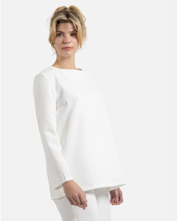 Cuplé BLUSA LARGA CREP BLANCO