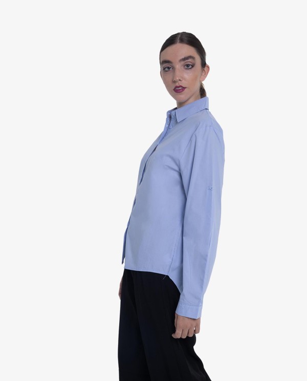 Cuplé CAMISA ASIMÉTRICA DE POPELÍN AZUL CIELO