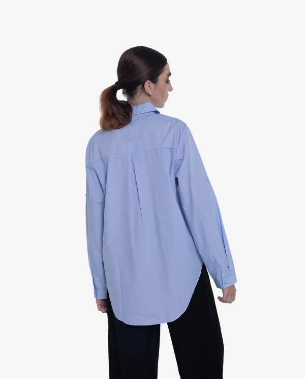 Cuplé CAMISA ASIMÉTRICA DE POPELÍN AZUL CIELO