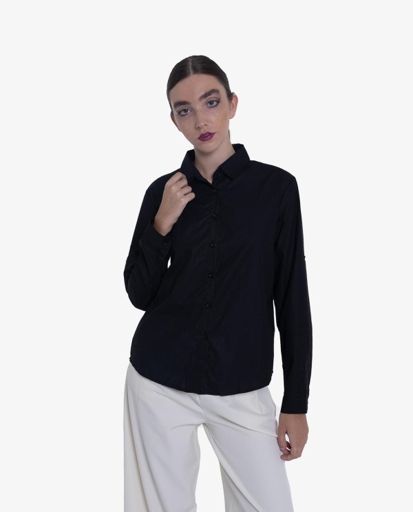 Cuplé CAMISA ASIMÉTRICA DE POPELÍN NEGRA