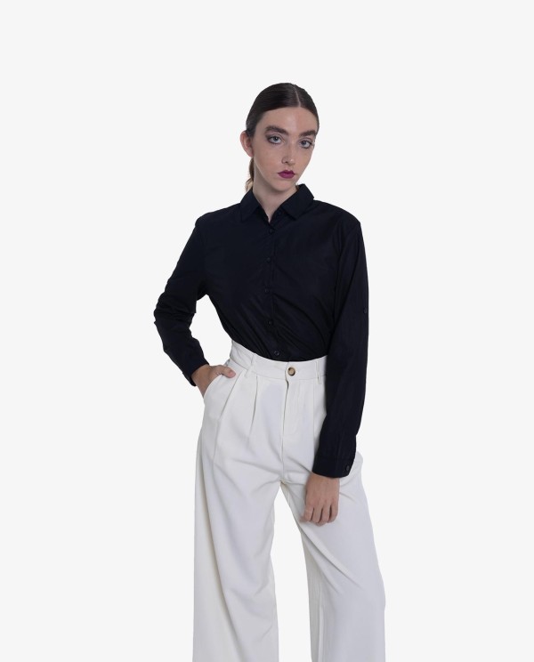 Cuplé CAMISA ASIMÉTRICA DE POPELÍN NEGRA