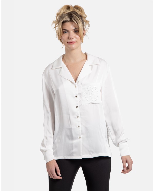 Cuplé CAMISA BLANCA SATINADA CON BOLSILLO