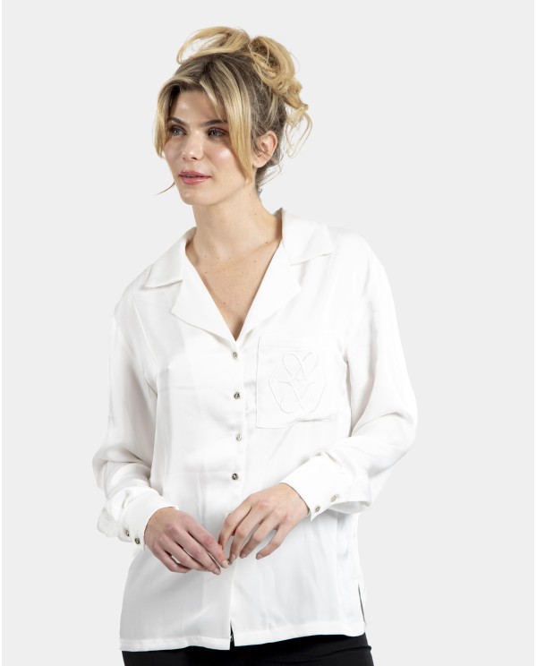 Cuplé CAMISA BLANCA SATINADA CON BOLSILLO