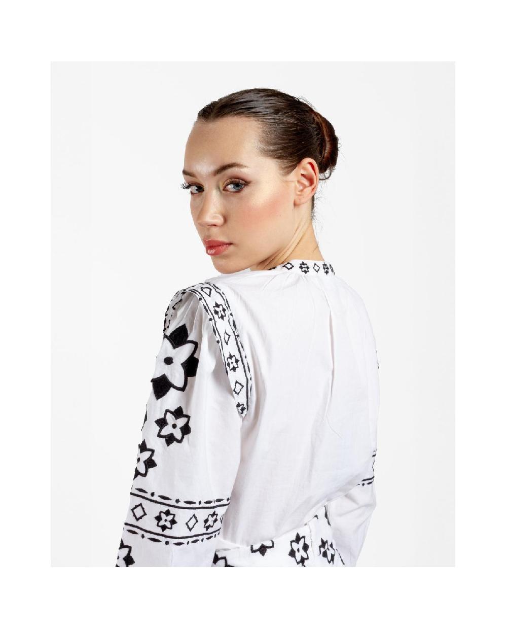Cuplé CAMISA MANGAS BORDADAS ALGODON BLANCO