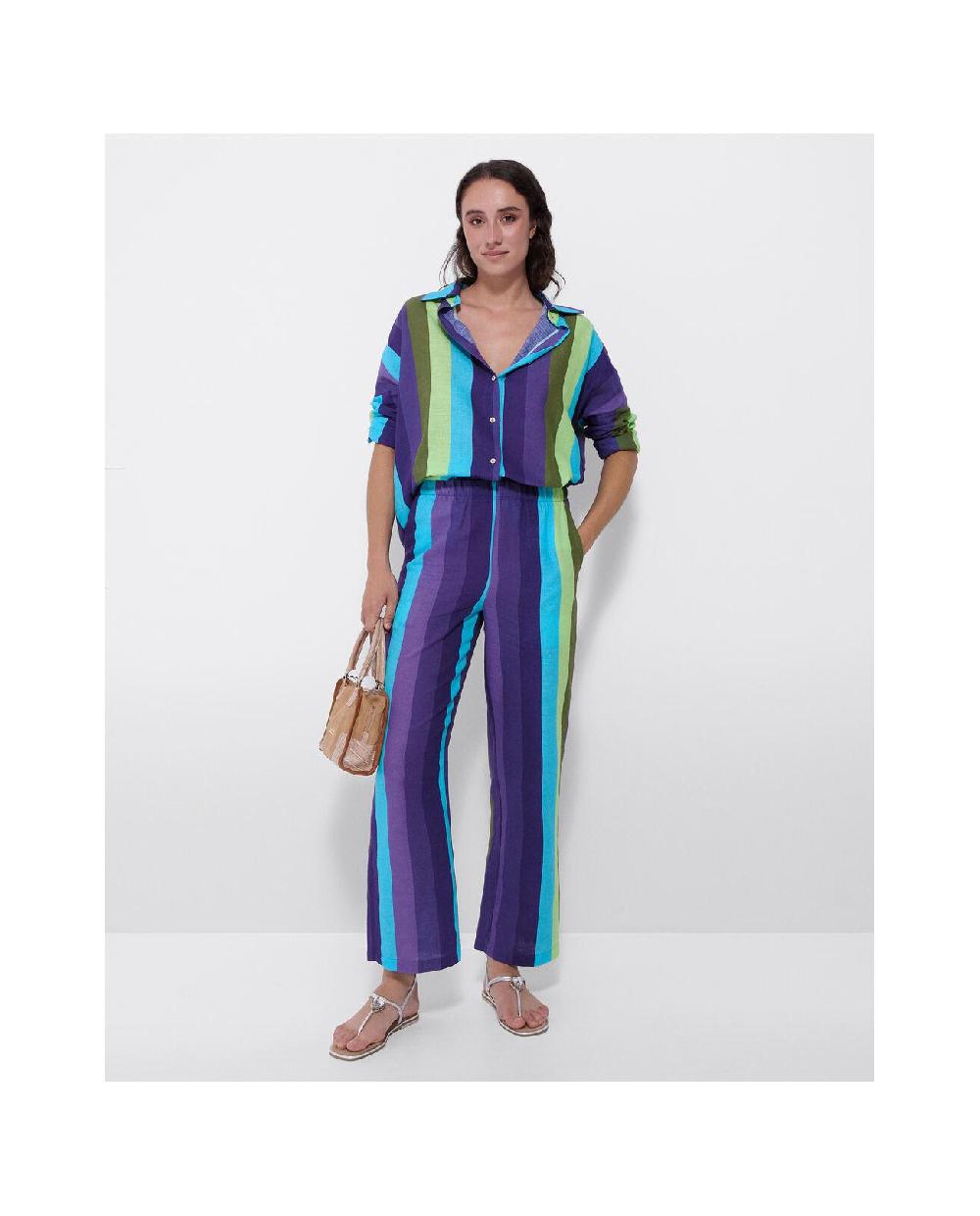 Cuplé CAMISA OVERSIZE ALGODON RAYAS AZUL