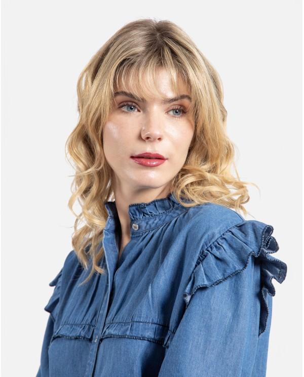 Cuplé CAMISA VOLANTES DENIM AZUL