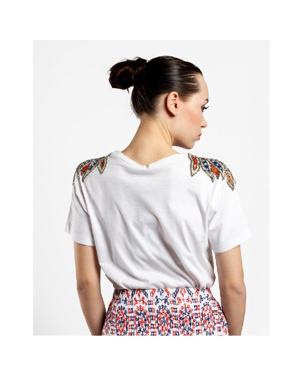 Cuplé CAMISETA HOMBROS BORDADOS PUNTO BLANCO