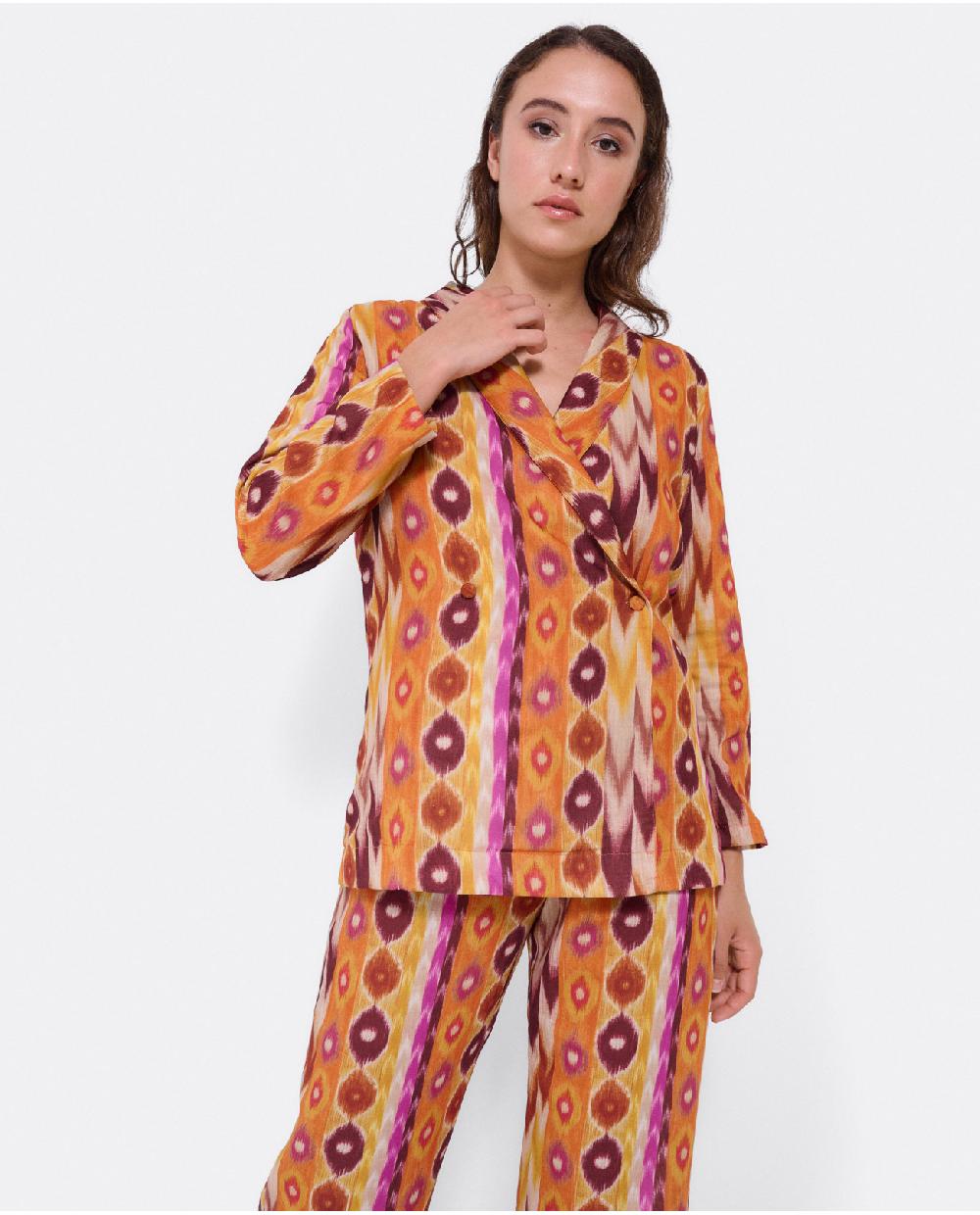 Cuplé CHAQUETA CRUZADA TEJIDO ESTAMPADO ÉTNICO