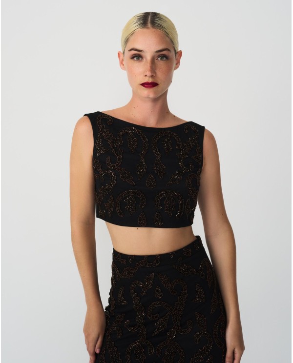 Cuplé CONJUNTO TOP FALDA GASA NEGRO