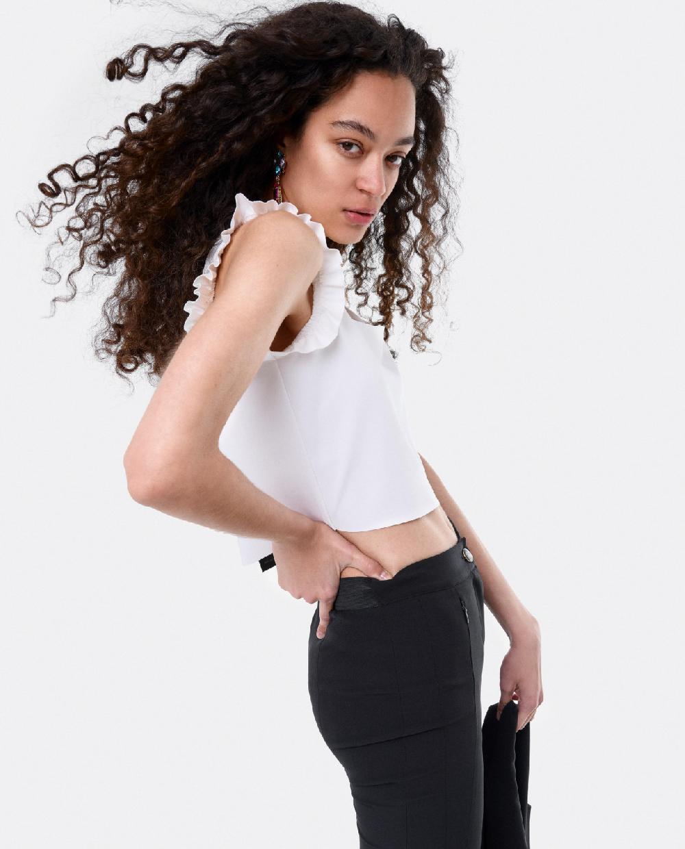 Cuplé CROP TOP VOLANTE NEOPRENO BLANCO