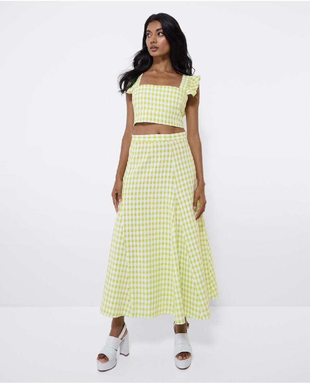 Cuplé FALDA GODES TEJIDO CUADROS VICHY VERDE