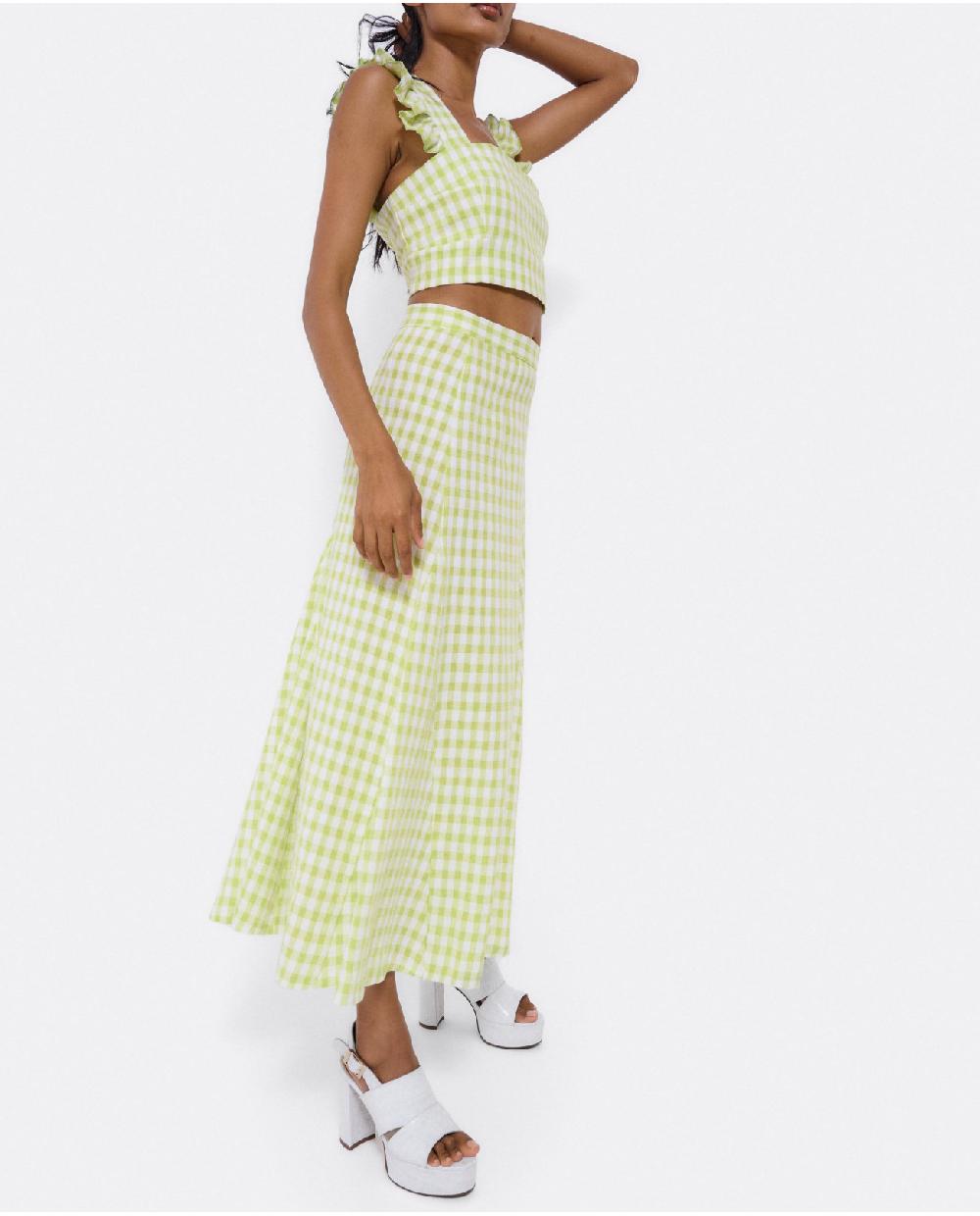 Cuplé FALDA GODES TEJIDO CUADROS VICHY VERDE