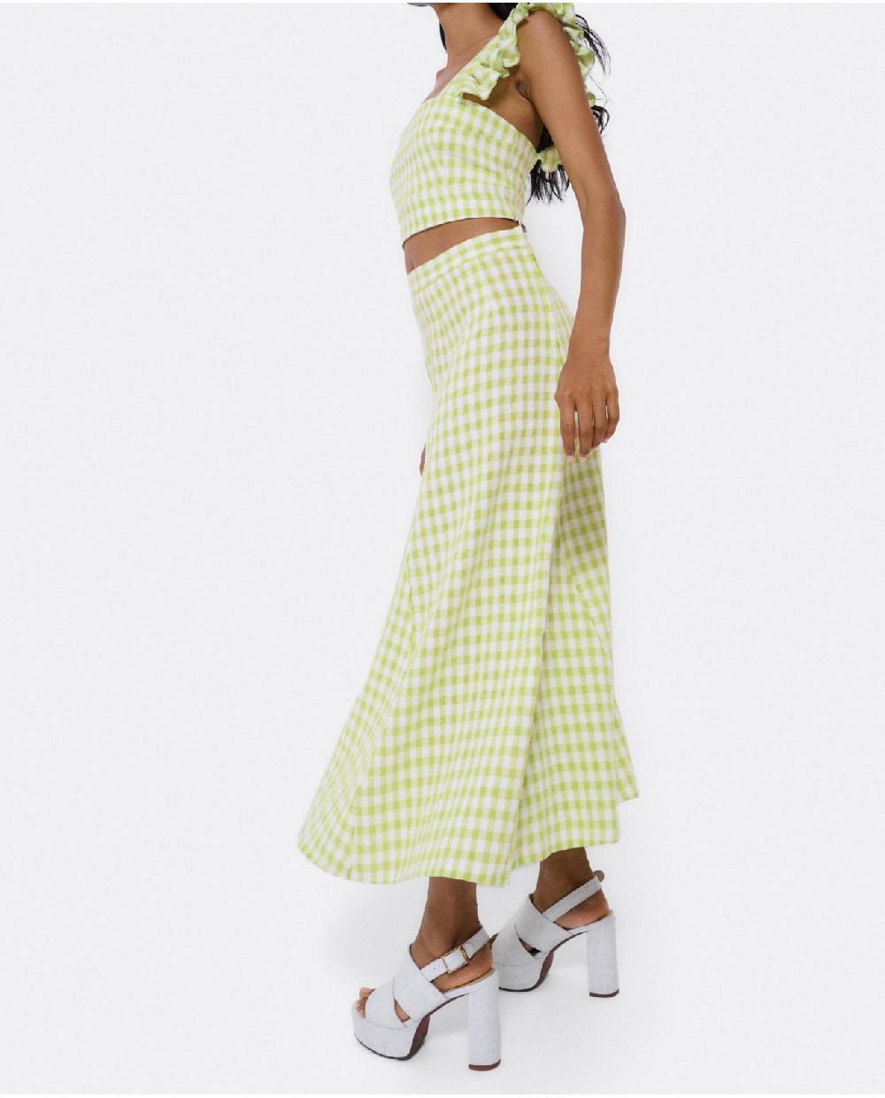Cuplé FALDA GODES TEJIDO CUADROS VICHY VERDE