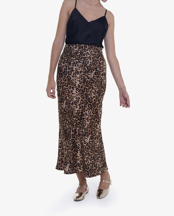 Cuplé FALDA MIDI CON ESTAMPADO DE LEOPARDO