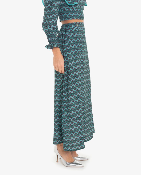 Cuplé FALDA MIDI CON ESTAMPADO GEOMETRICO AZUL