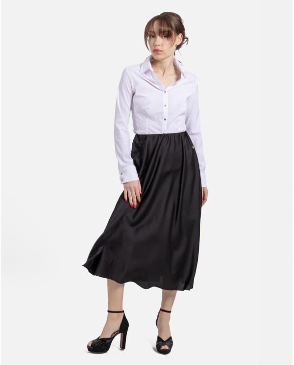 Cuplé FALDA MIDI SATEN NEGRO