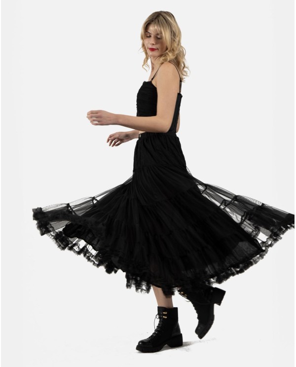 Cuplé FALDA MIDI TUL TUL NEGRO