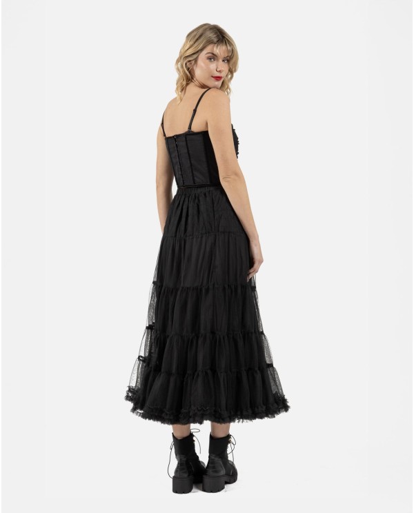 Cuplé FALDA MIDI TUL TUL NEGRO