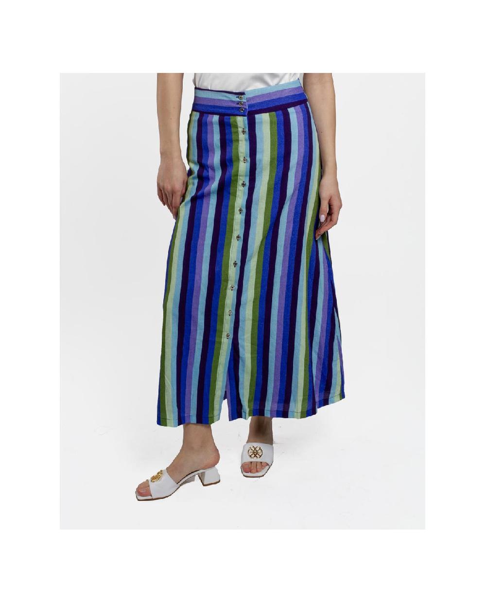 Cuplé MAXI FALDA BOTONES BORD. ALGODON RAYAS AZUL