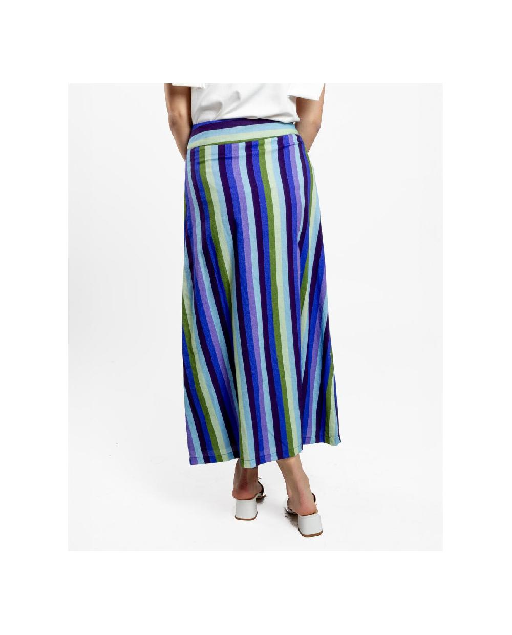 Cuplé MAXI FALDA BOTONES BORD. ALGODON RAYAS AZUL