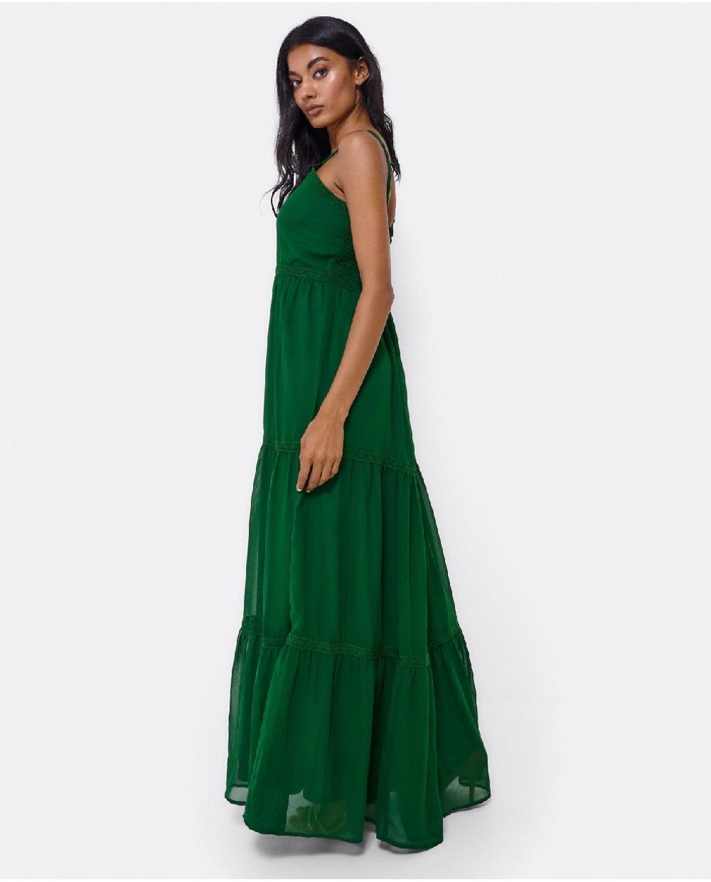 Cuplé MAXI VESTIDO TIRANTES ENCAJE ALGODON VERDE