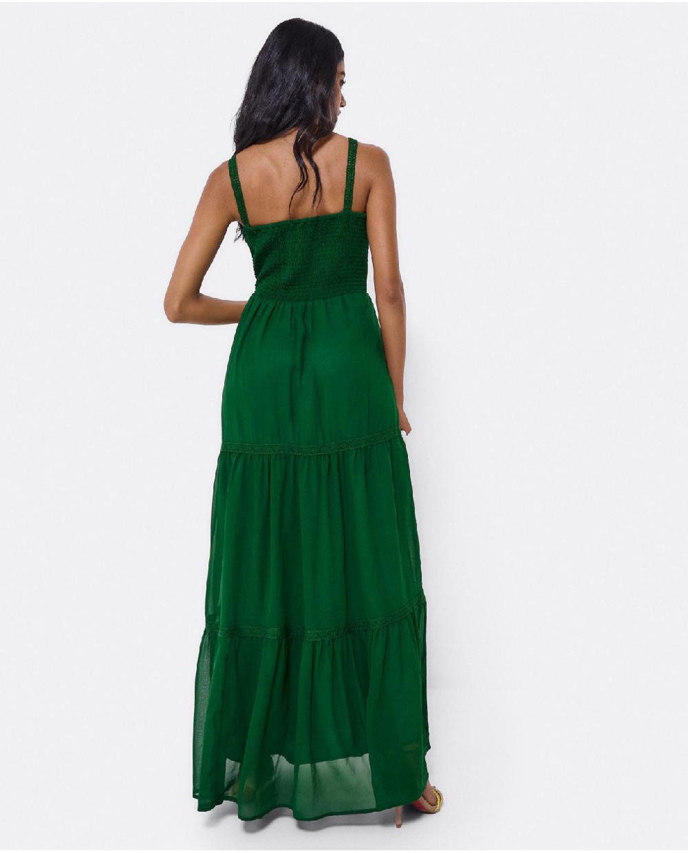 Cuplé MAXI VESTIDO TIRANTES ENCAJE ALGODON VERDE