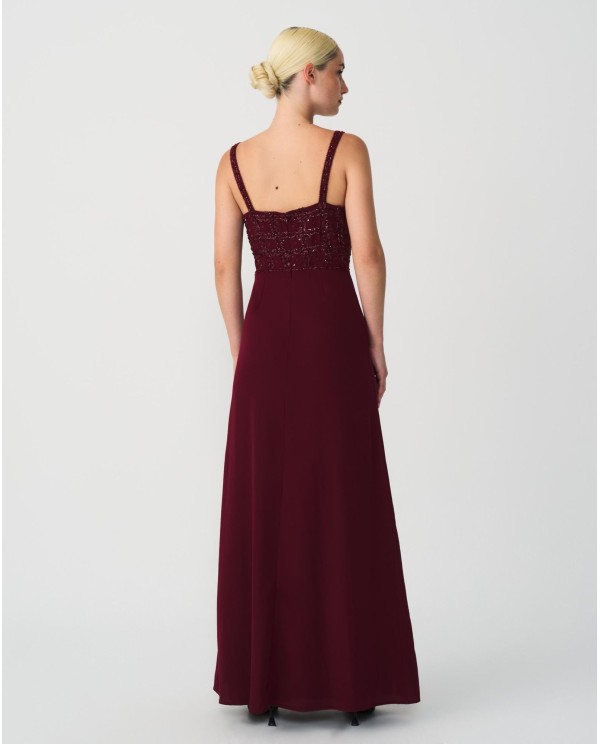 Cuplé MAXIVESTIDO TIRANTES GASA BURDEOS