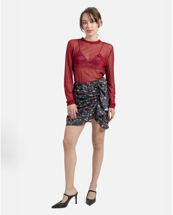 Cuplé MINI FALDA VOLANTE SATEN ESTAMPADO ASIÁTICO