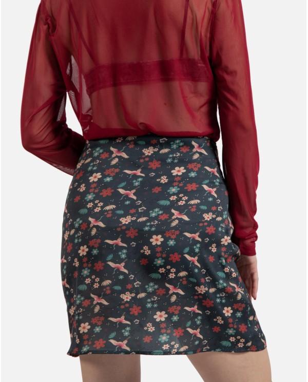 Cuplé MINI FALDA VOLANTE SATEN ESTAMPADO ASIÁTICO