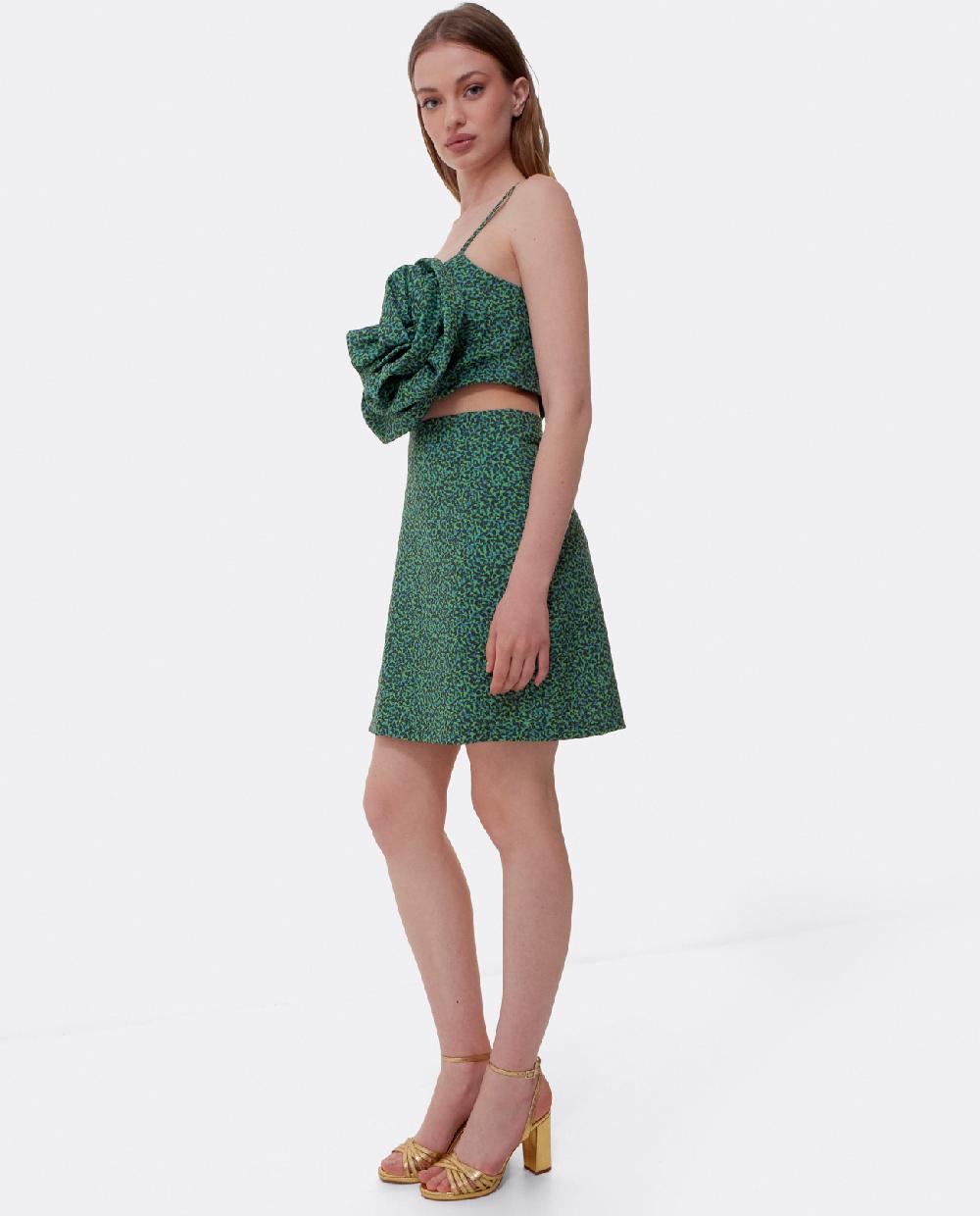 Cuplé MINI VESTIDO FLOR CREP LEOPARDO VERDE