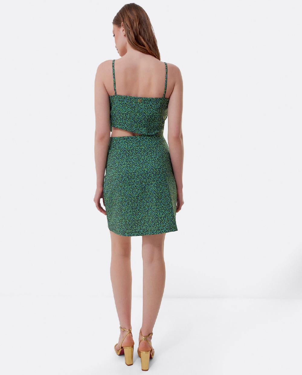 Cuplé MINI VESTIDO FLOR CREP LEOPARDO VERDE